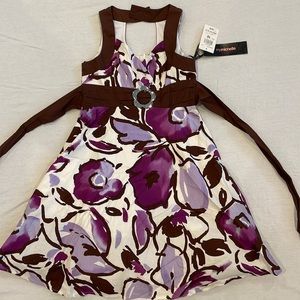 Kids casual My Michelle size 10 dress. Floral brown, white, and purple.